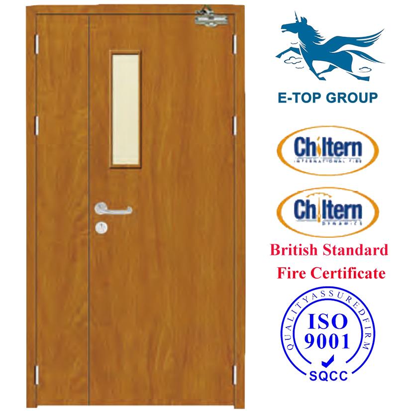 90 minute fire rated double wood fire doors ET-FW03